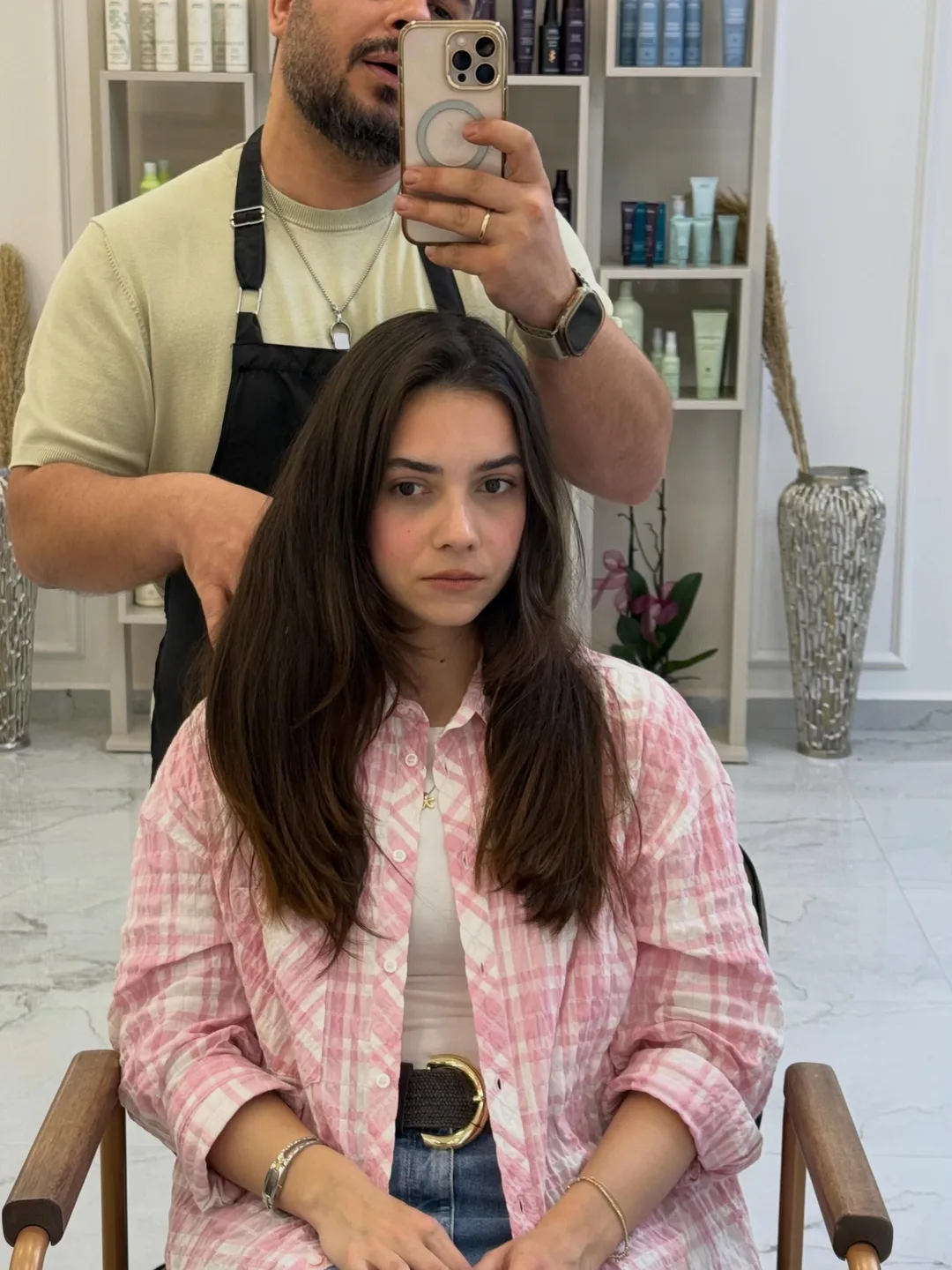 Balayage öncesi — koyu doğal saç