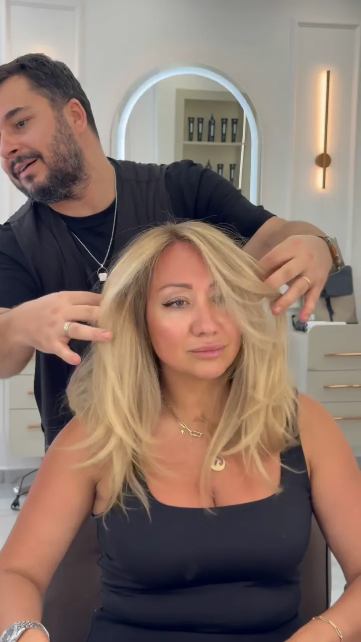 Ilhan Kaymak styling an international guest at KAiMAK Hair Studio, Nişantaşı Istanbul